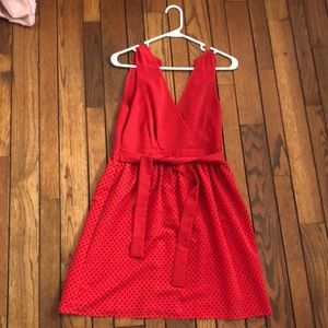 Red and black polka dot dress